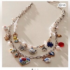 Free People Silver Maxamillion Charm
Necklace-Coquette Candy Charm Necklace.